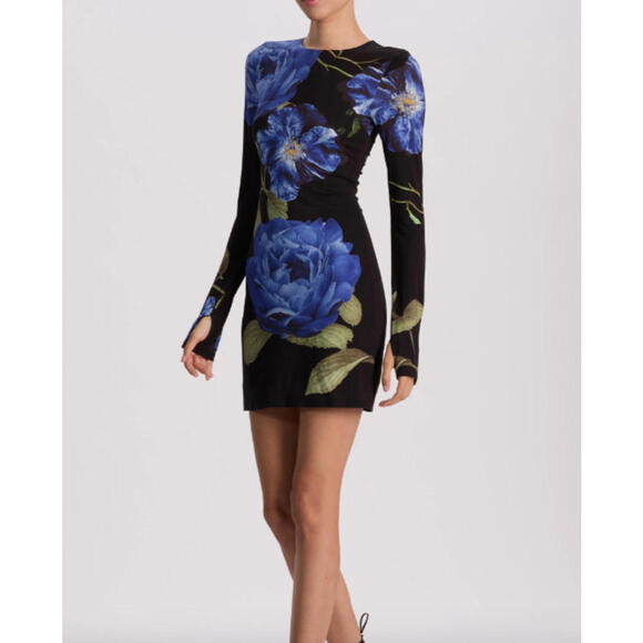 Alice + Olivia, Delora Floral Print Long Sleeve Minidress Sz 4 #MD1171